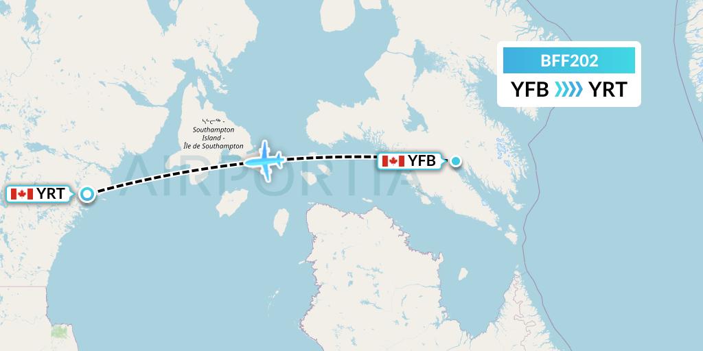 BFF202 Air Nunavut Flight Map: Iqaluit to Rankin Inlet
