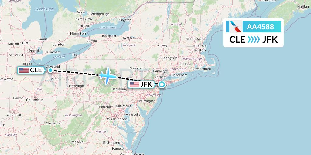 AA4588 American Airlines Flight Map: Cleveland to New York