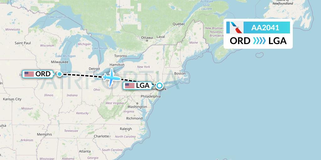 AA2041 American Airlines Flight Map: Chicago to New York