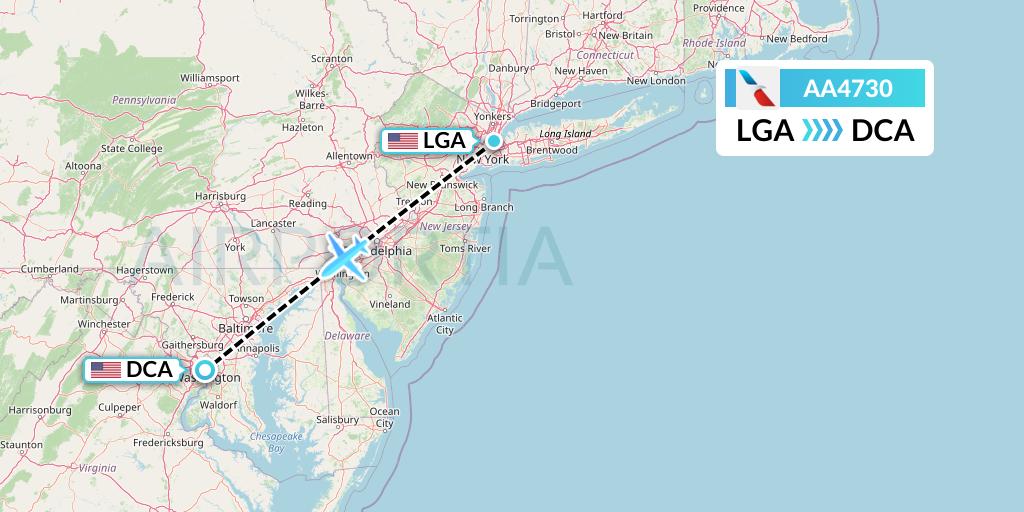 AA4730 American Airlines Flight Map: New York to Washington