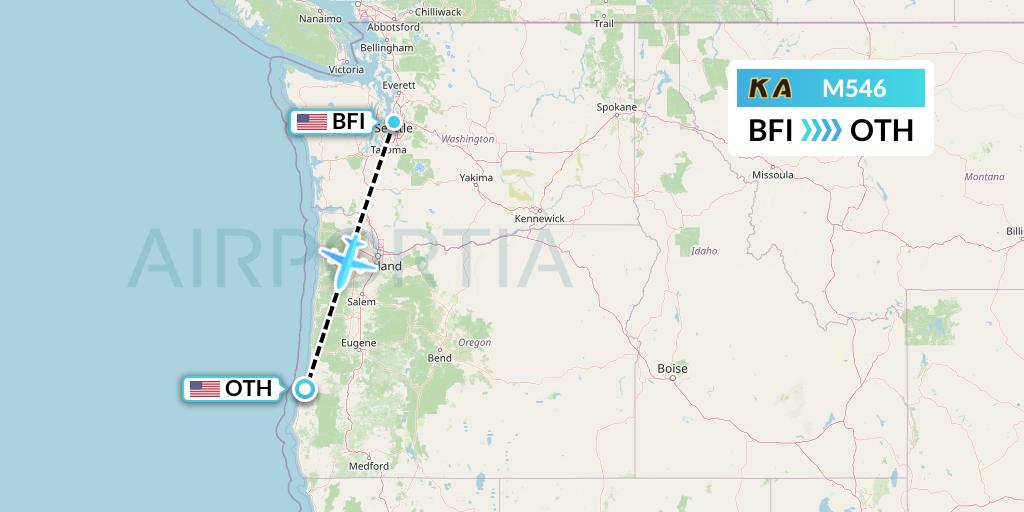 M546 Kenmore Air Flight Map: Seattle to North Bend