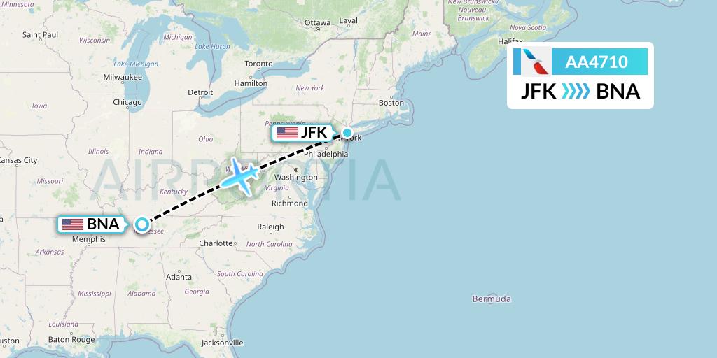 AA4710 American Airlines Flight Map: New York to Nashville