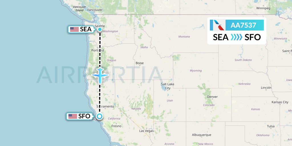 AA7537 American Airlines Flight Map: Seattle to San Francisco