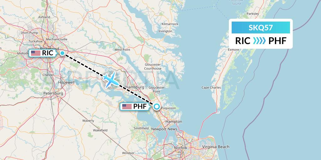 SKQ57 Flight Status Labcorp Richmond to Newport News
