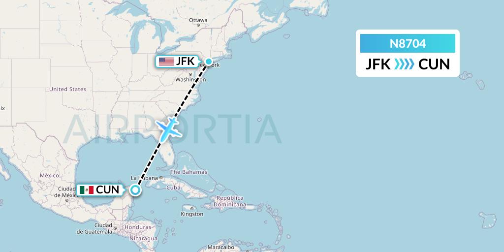 N8704 Flight Status National Airlines New York to Cancun (NCR704)
