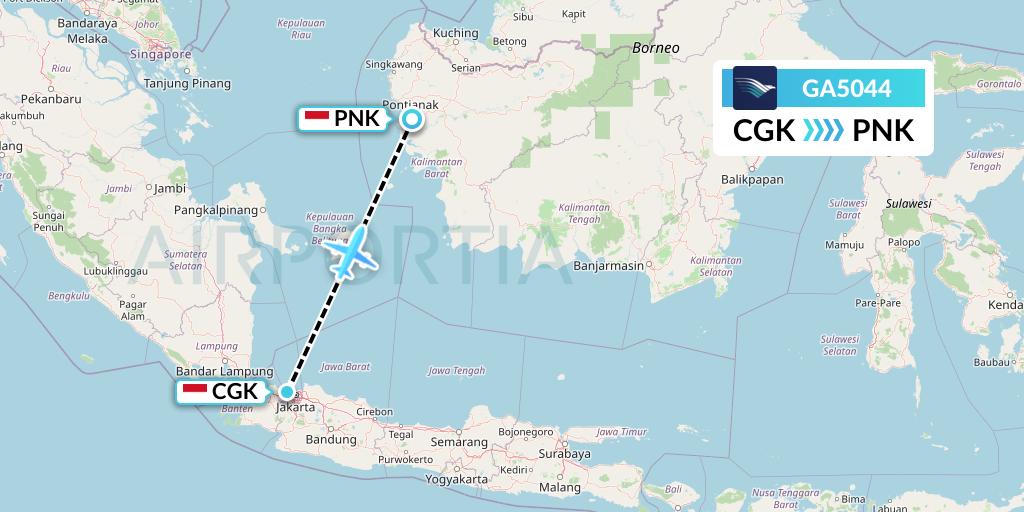 GA5044 Garuda Indonesia Flight Map: Jakarta to Pontianak