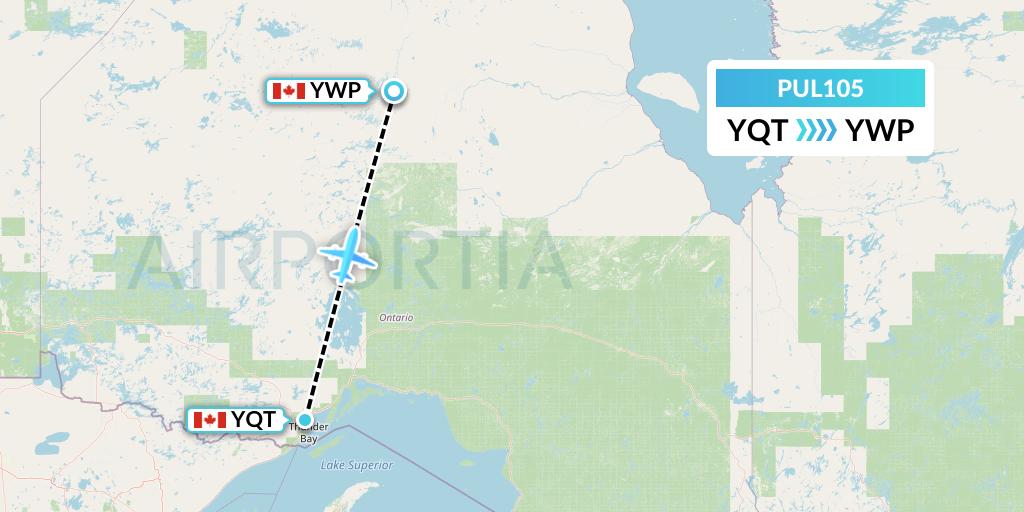 PUL105 Ornge Air Flight Map: Thunder Bay to Webequie