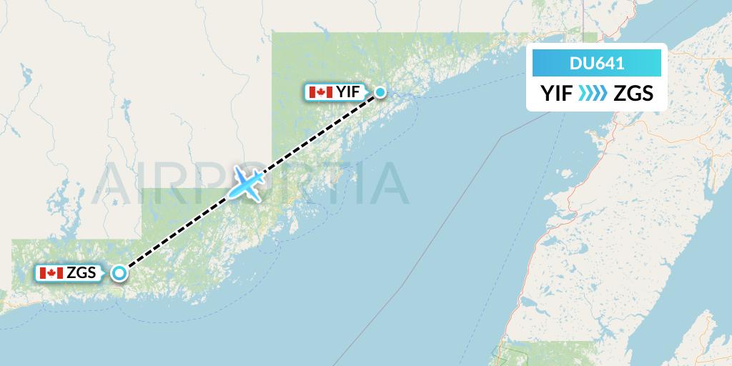 DU641 Sky Jet M.g. Inc Flight Map: St-Augustin to Gethsemani