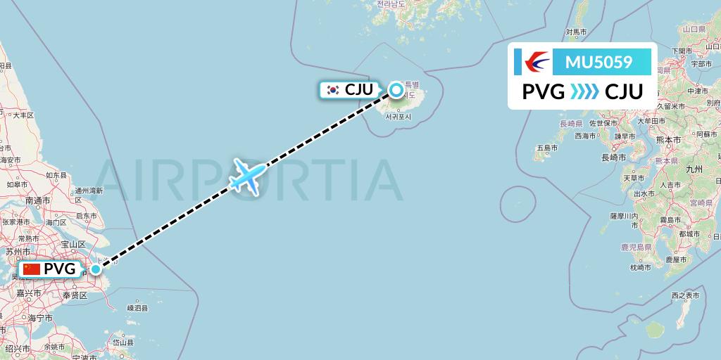 MU5059 China Eastern Airlines Flight Map: Shanghai to Jeju