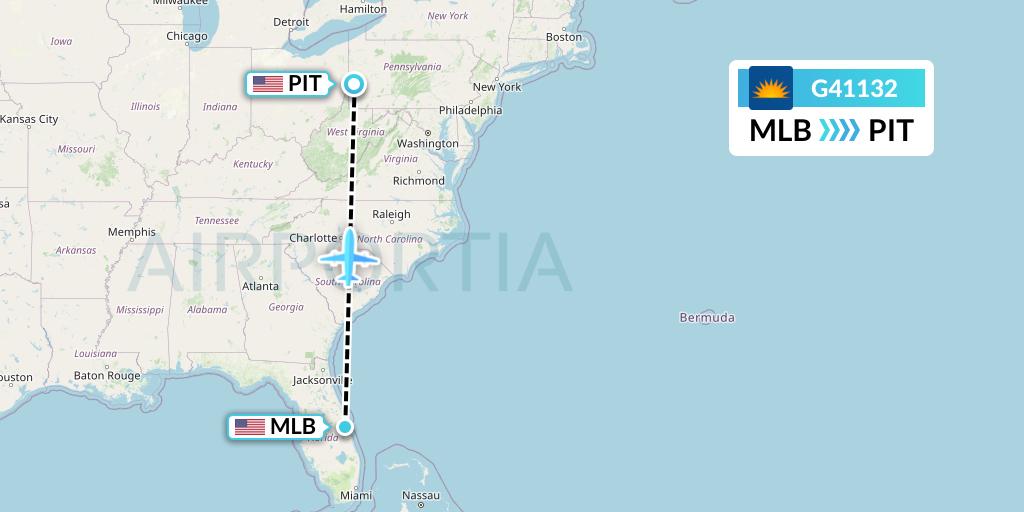 G41132 Allegiant Air Flight Map: Melbourne to Pittsburgh