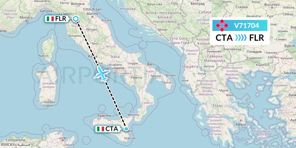V71704 Volotea Flight Map: Catania to Florence