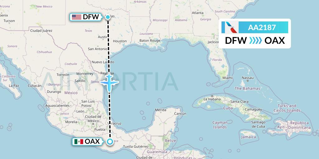 AA2187 American Airlines Flight Map: Dallas to Oaxaca