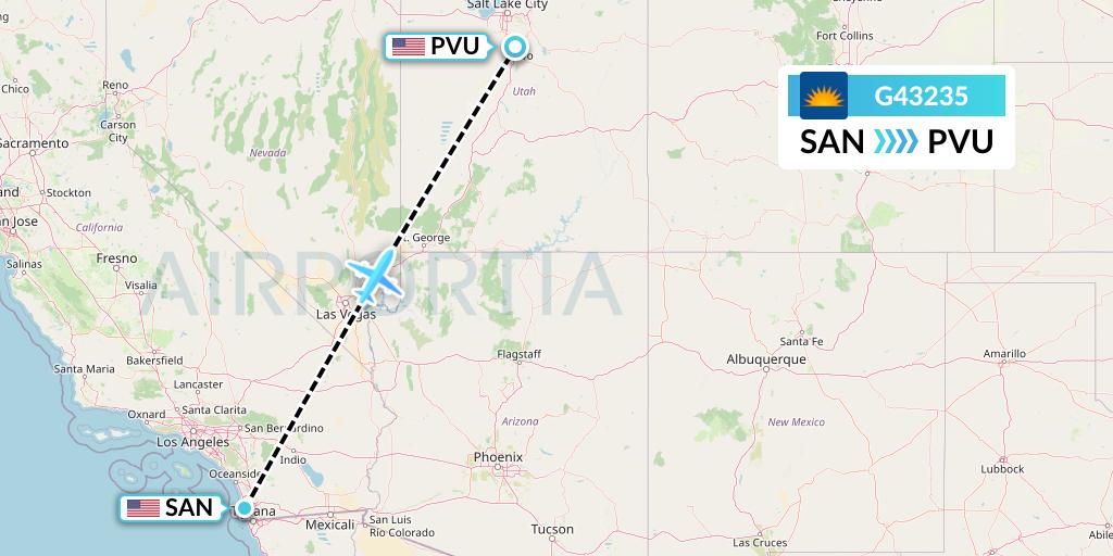 G43235 Allegiant Air Flight Map: San Diego to Provo