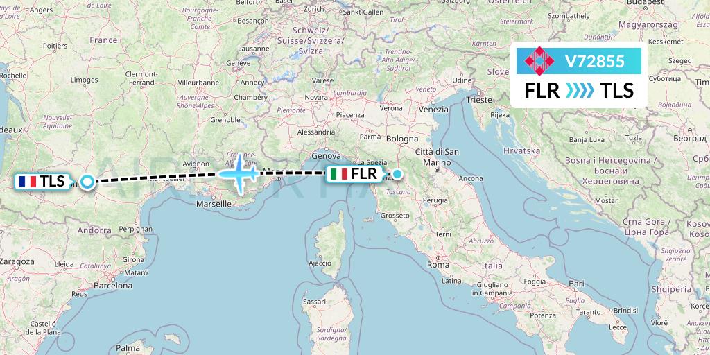 V72855 Volotea Flight Map: Florence to Toulouse