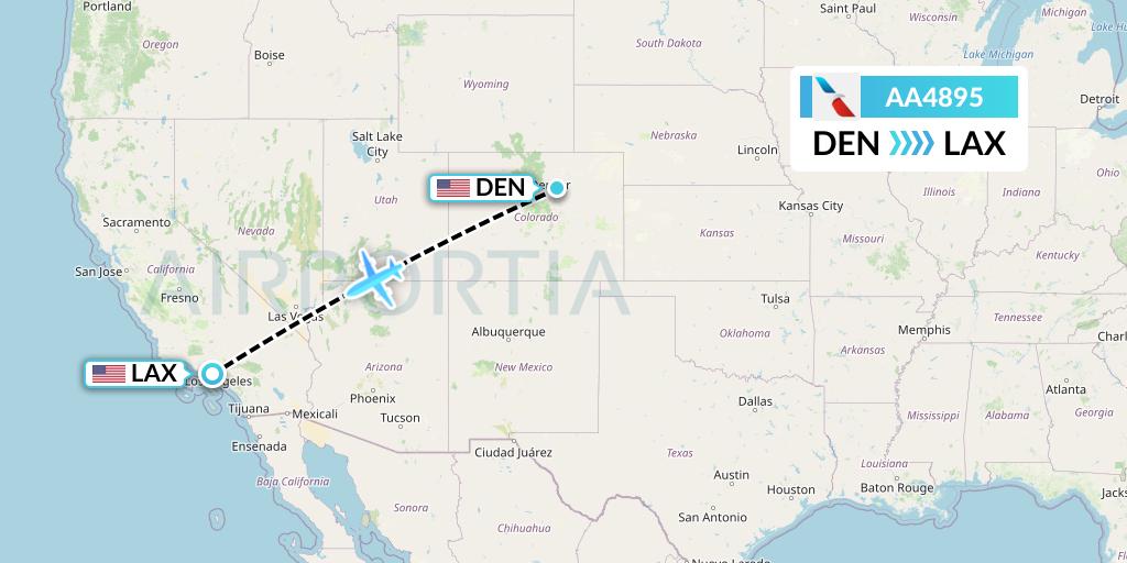 AA4895 American Airlines Flight Map: Denver to Los Angeles