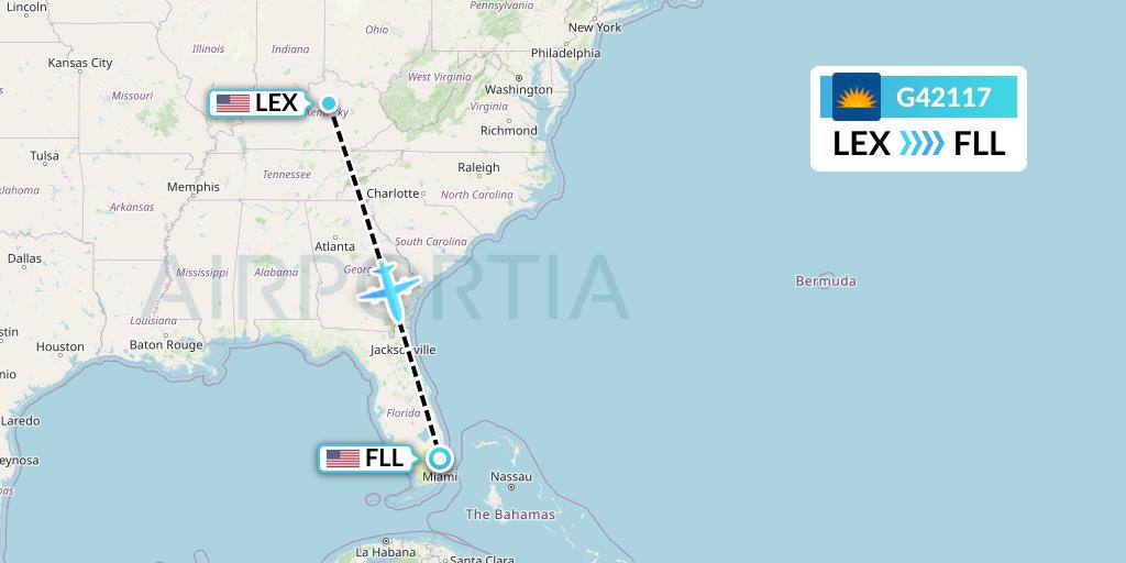 G42117 Allegiant Air Flight Map: Lexington to Fort Lauderdale
