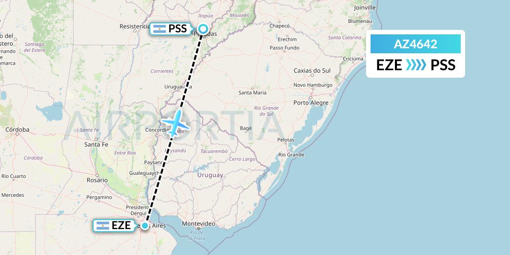 AZ4642 ITA Airways Flight Map: Buenos Aires to Posadas