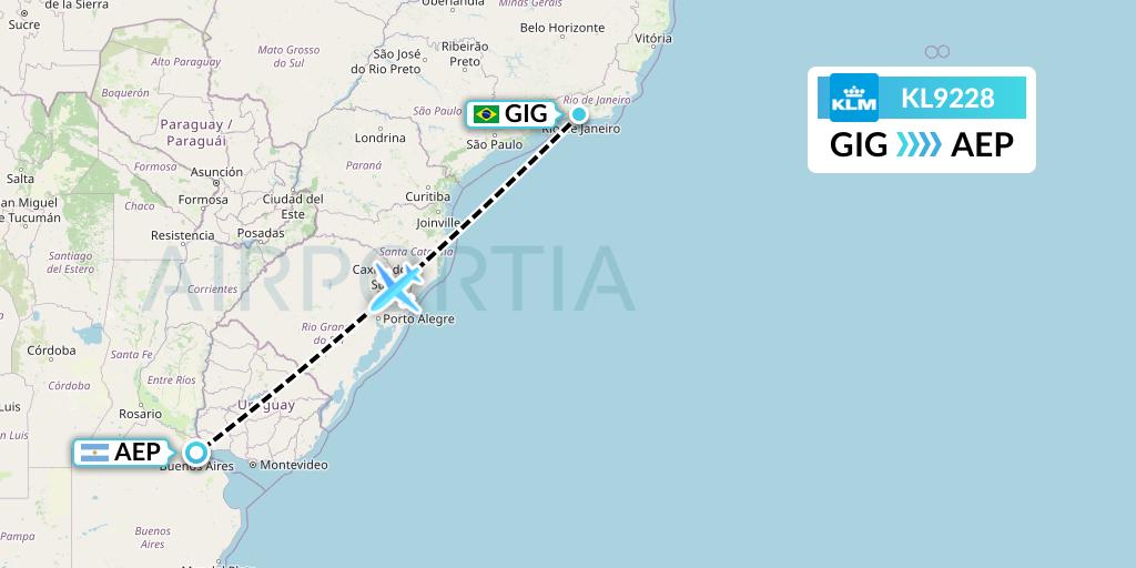KL9228 KLM Flight Map: Rio de Janeiro to Buenos Aires