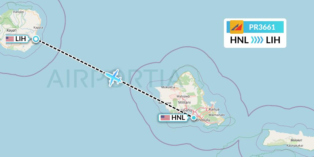 PR3661 Philippine Airlines Flight Map: Honolulu to Lihue