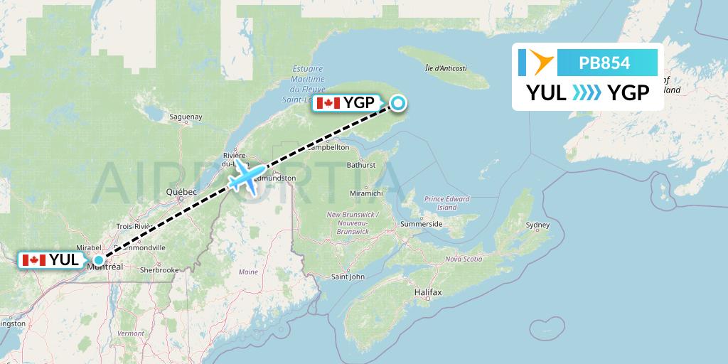 PB854 Flight Status PAL Airlines Montreal To Gaspe PVL854 