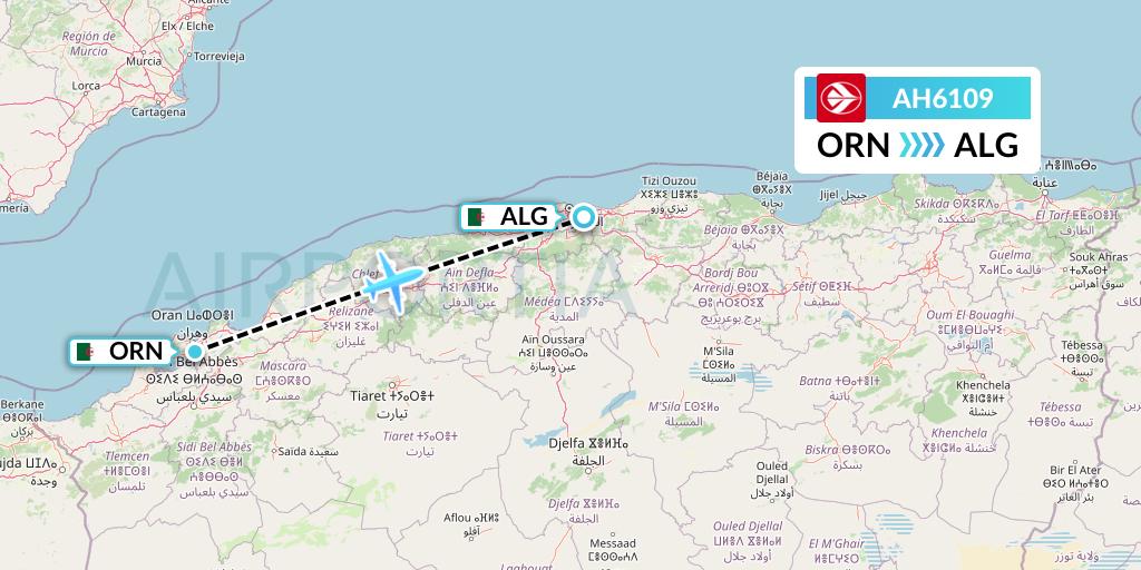 AH6109 Air Algerie Flight Map: Oran to Algiers