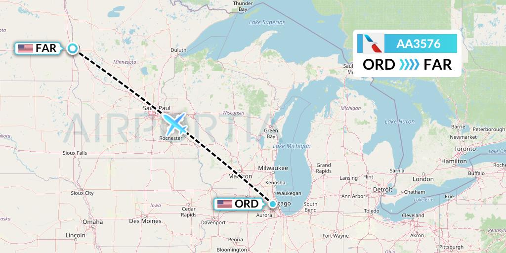 AA3576 Flight Status American Airlines Chicago to Fargo (AAL3576)