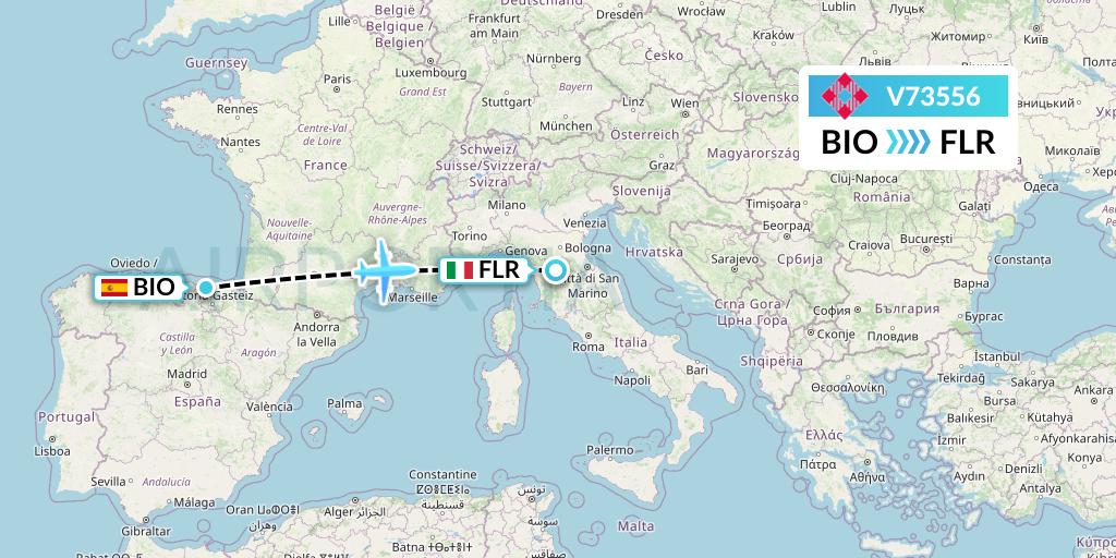 V73556 Volotea Flight Map: Bilbao to Florence