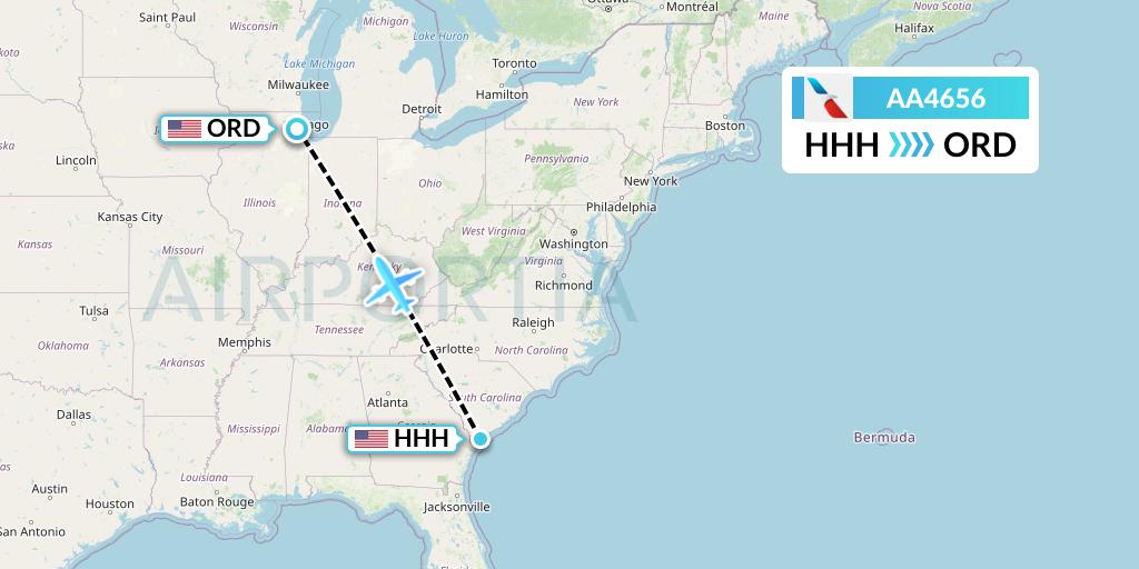AA4656 Flight Status American Airlines Hilton Head Island to Chicago