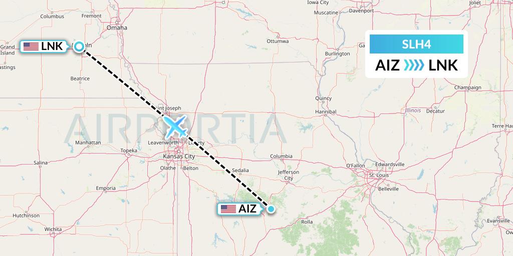 SLH4 Silverhawk Aviation Flight Map: Kaiser Lake Ozark to Lincoln