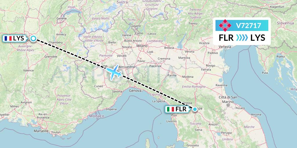 V72717 Volotea Flight Map: Florence to Lyon