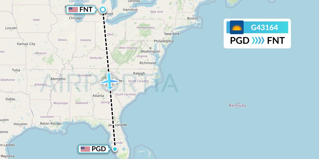 G43164 Allegiant Air Flight Map: Punta Gorda to Flint