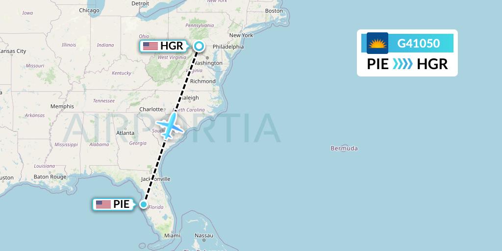 G41050 Allegiant Air Flight Map: St. Petersburg to Hagerstown