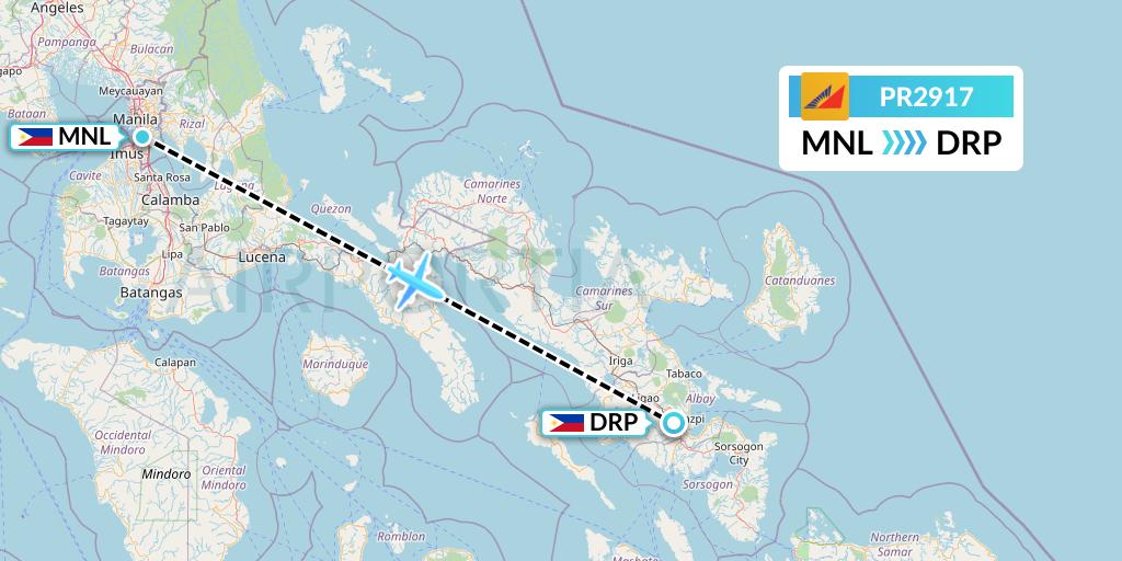 PR2917 Philippine Airlines Flight Map: Manila to Legazpi