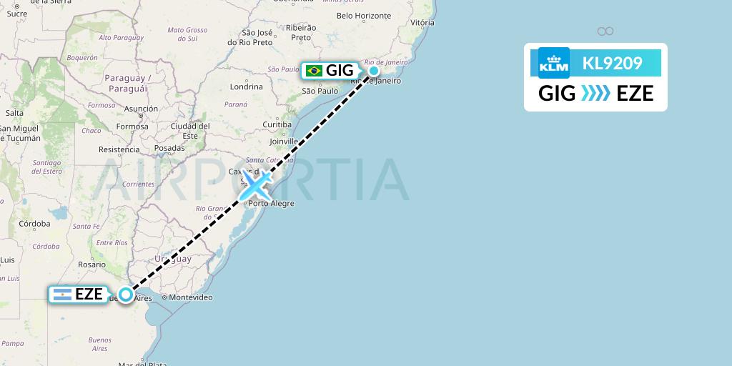 KL9209 KLM Flight Map: Rio de Janeiro to Buenos Aires