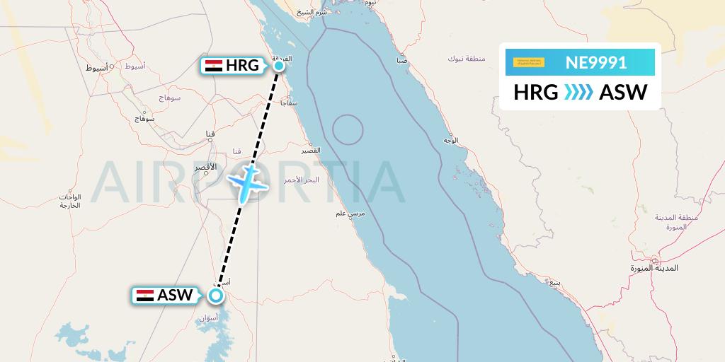NE9991 Nesma Airlines Flight Map: Hurghada to Aswan