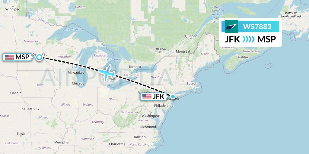 WS7883 Flight Status WestJet New York to Minneapolis (WJA7883)