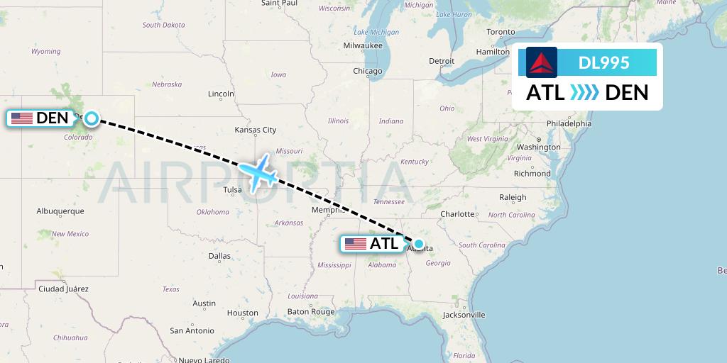 DL995 Delta Air Lines Flight Map: Atlanta to Denver
