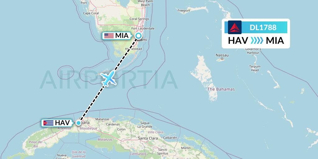 DL1788 Delta Air Lines Flight Map: Havana to Miami