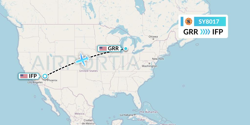 SY8017 Sun Country Airlines Flight Map: Grand Rapids to Bullhead City