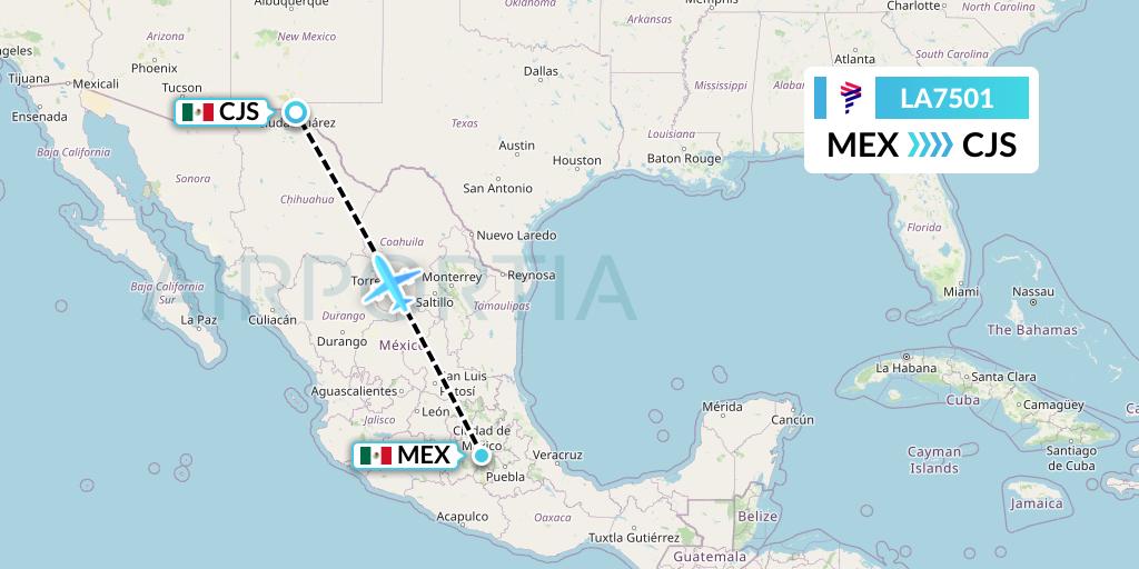 LA7501 Flight Status LAN Airlines Mexico City to Ciudad Juarez (LAN7501)
