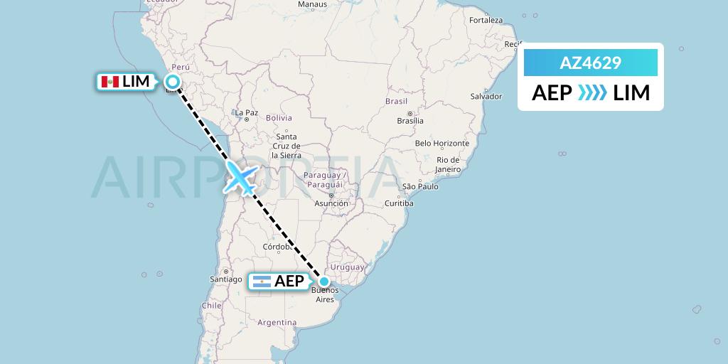 AZ4629 ITA Airways Flight Map: Buenos Aires to Lima