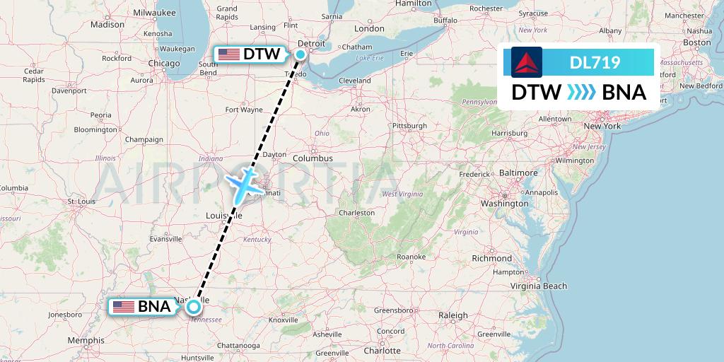 DL719 Flight Status Delta Air Lines Detroit to Nashville (DAL719)