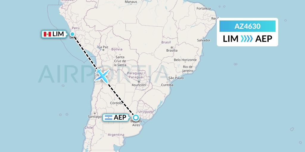 AZ4630 ITA Airways Flight Map: Lima to Buenos Aires