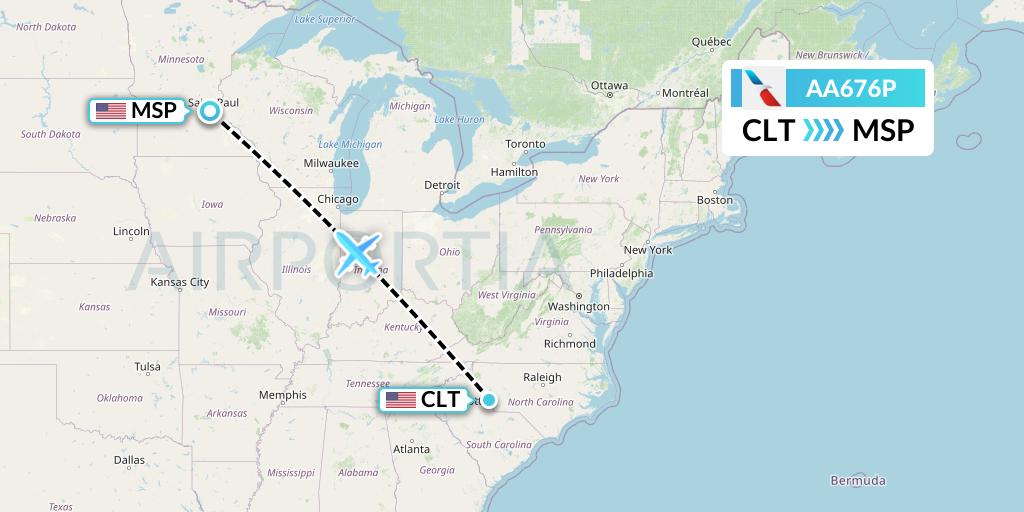AA676P Flight Status American Airlines Charlotte to Minneapolis (AAL676P)