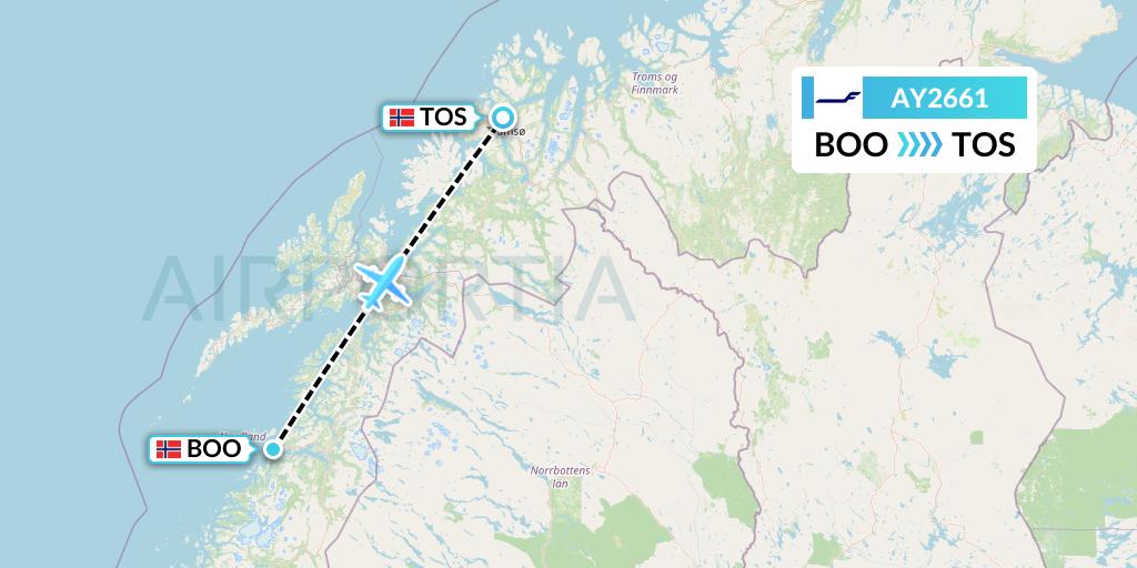 AY2661 Finnair Flight Map: Bodo to Tromso