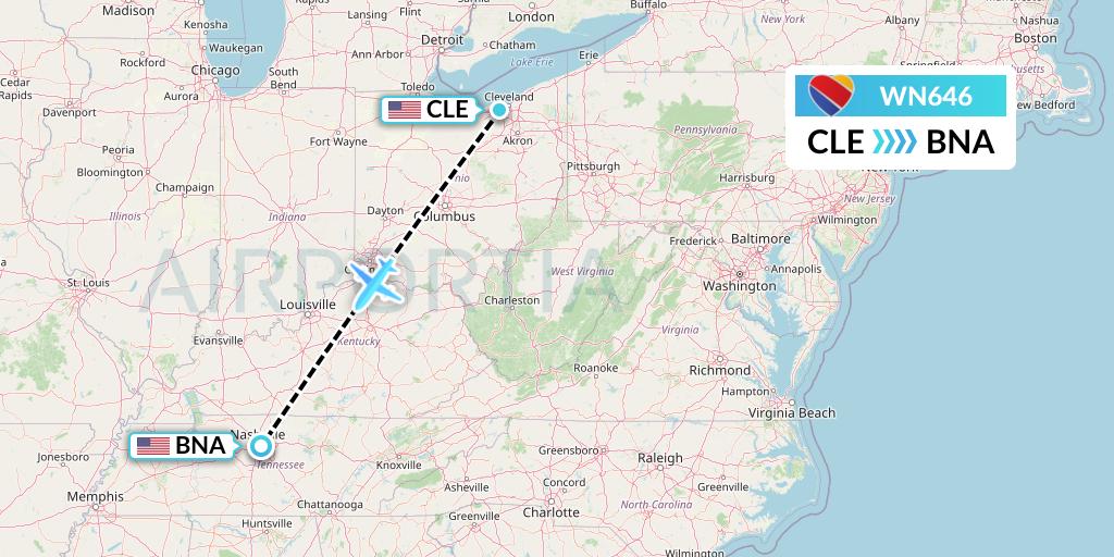 WN646 Flight Status Southwest Airlines Cleveland to Nashville (SWA646)