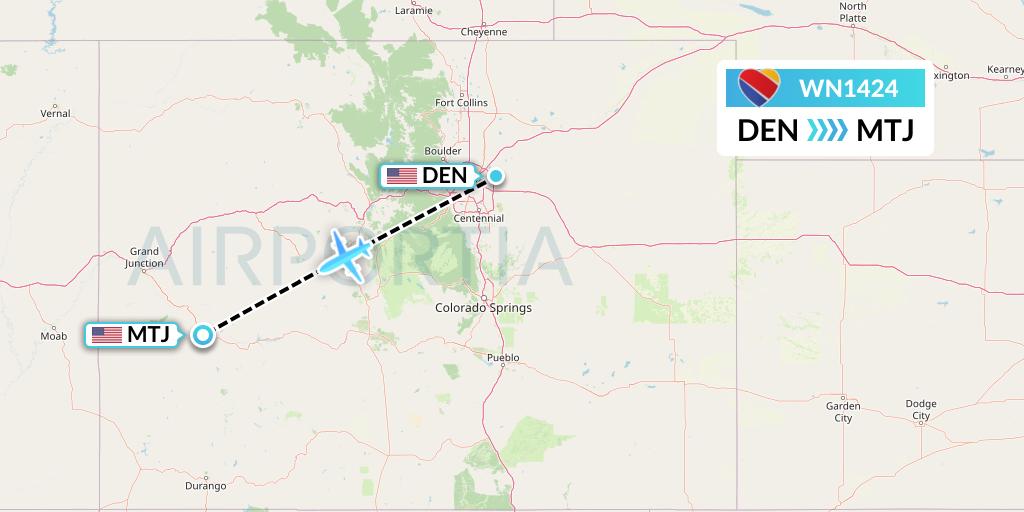 WN1424 Southwest Airlines Flight Map: Denver to Montrose