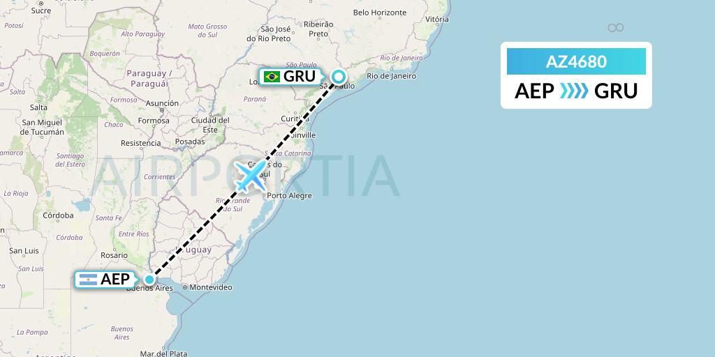 AZ4680 ITA Airways Flight Map: Buenos Aires to Sao Paulo