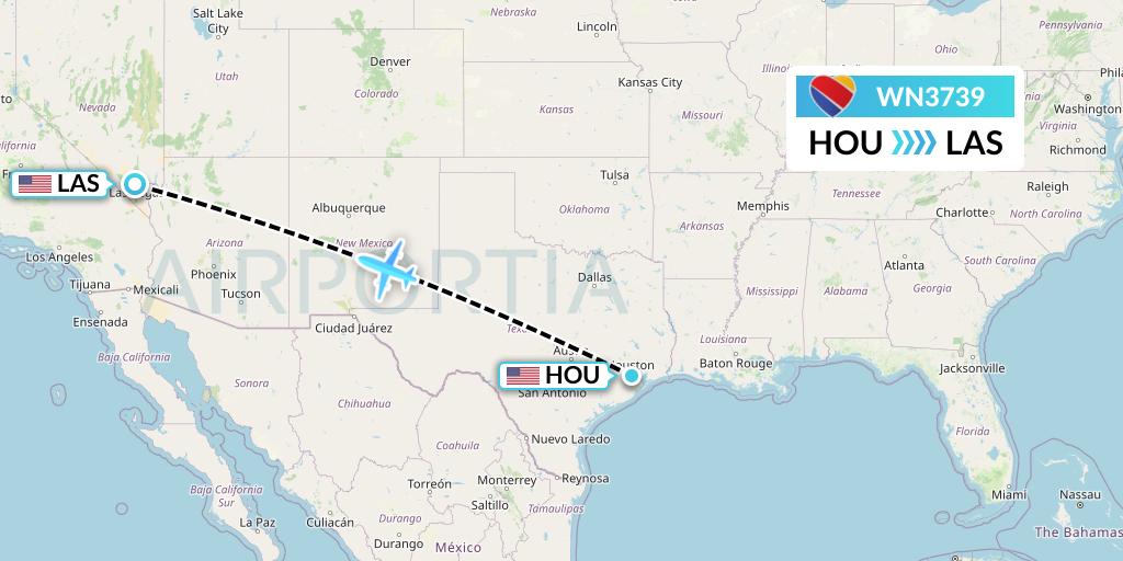 WN3739 Southwest Airlines Flight Map: Houston to Las Vegas