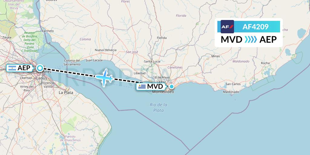 AF4209 Air France Flight Map: Montevideo to Buenos Aires